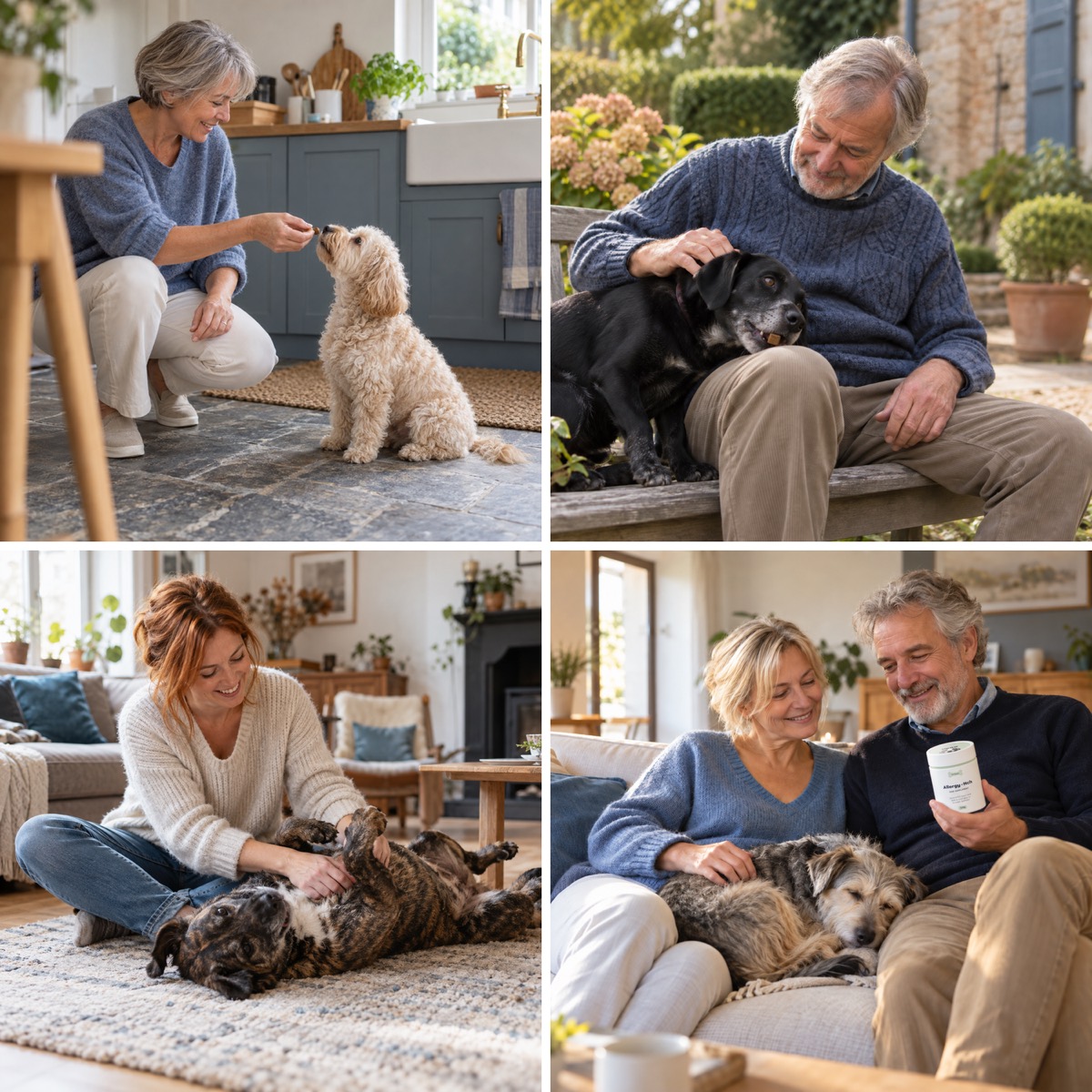 Four dog owners with their dogs
