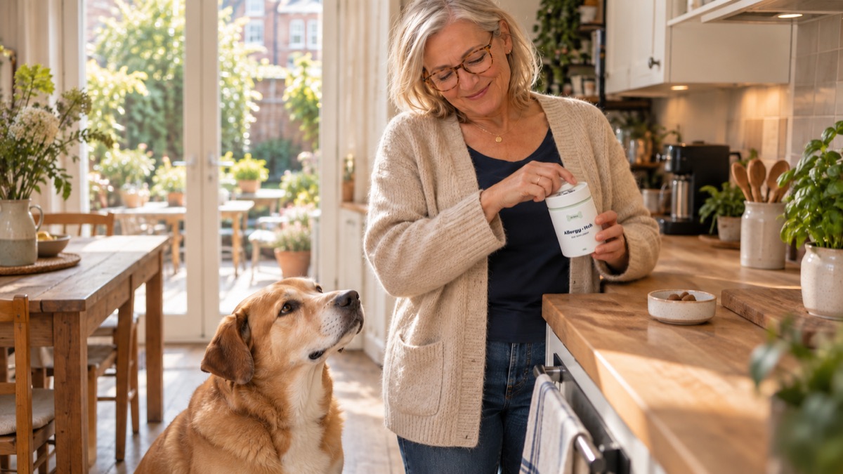 Giving a dog its daily chew